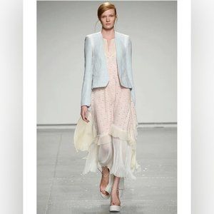 Rebecca Taylor Ivory Pink Mosaic Silk Fil Coupe Cami Maxi Dress Sz 12